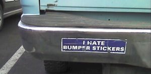 Bumper sticker on a car